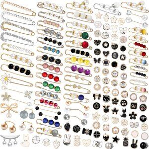 145 Pcs Brooch Pins with Faux Pearls for Women Clothing Accessories